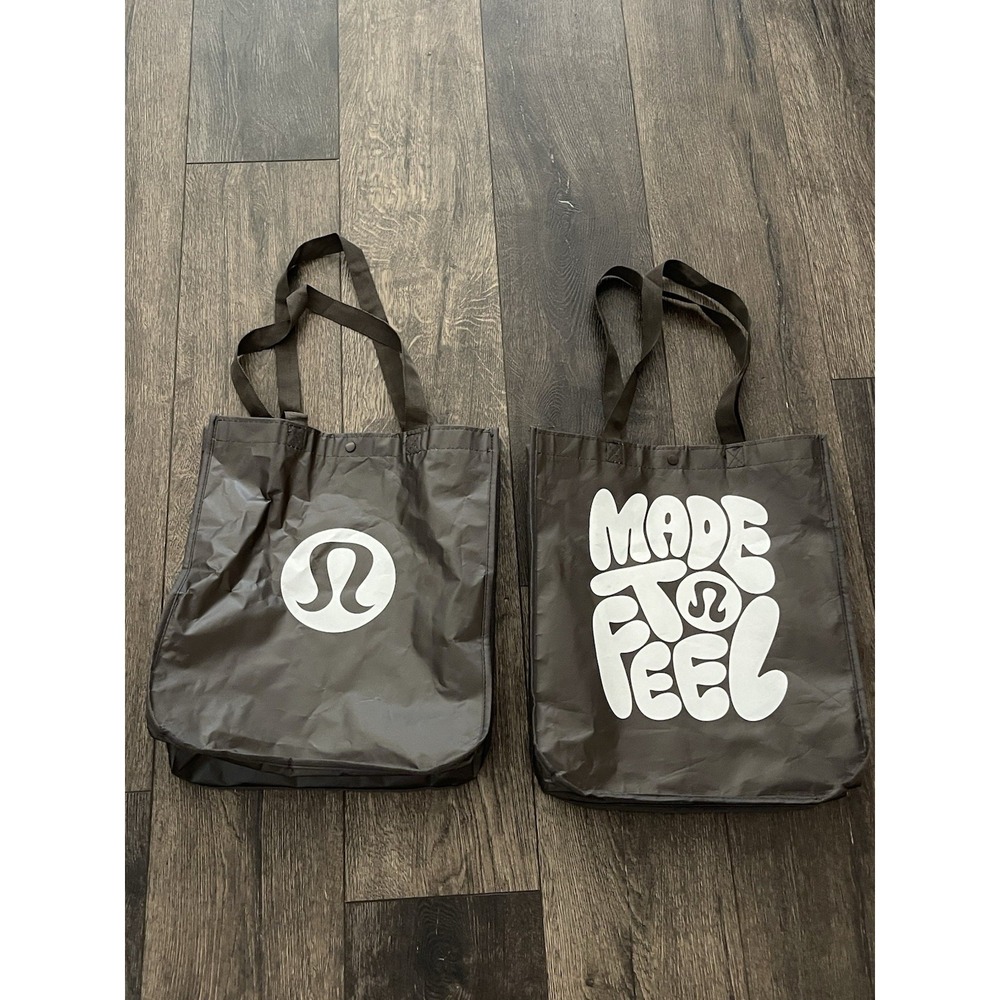 2 Lululemon Large Reusable Shopper Tote Bag Made To Feel Brown 2026 13x16